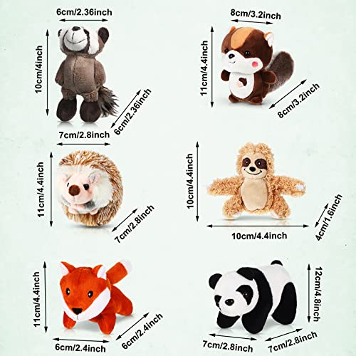 6 Pieces Jungle Animal Plush Toys Forest Stuffed Animals Set, Panda, Little Raccoon, Sloth, Big Tail Squirrel, Fox, Hedgehog Animals For Safari Party Favors Teacher Student Achievement Award #TOP1