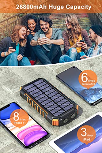 Hiluckey Chargeur Solaire 26800mAh avec 4 USB Portable Batterie Externe sans Fil Powerbank avec Charge Rapide USB C pour Smartphones, Tablette, Outdoor Camping (Orange) Hiluckey Chargeur Solaire 26800mAh avec 4 USB Portable Batterie Externe sans Fil Powerbank avec Charge Rapide USB C pour Smartphones, Tablette, Outdoor Camping (Orange)