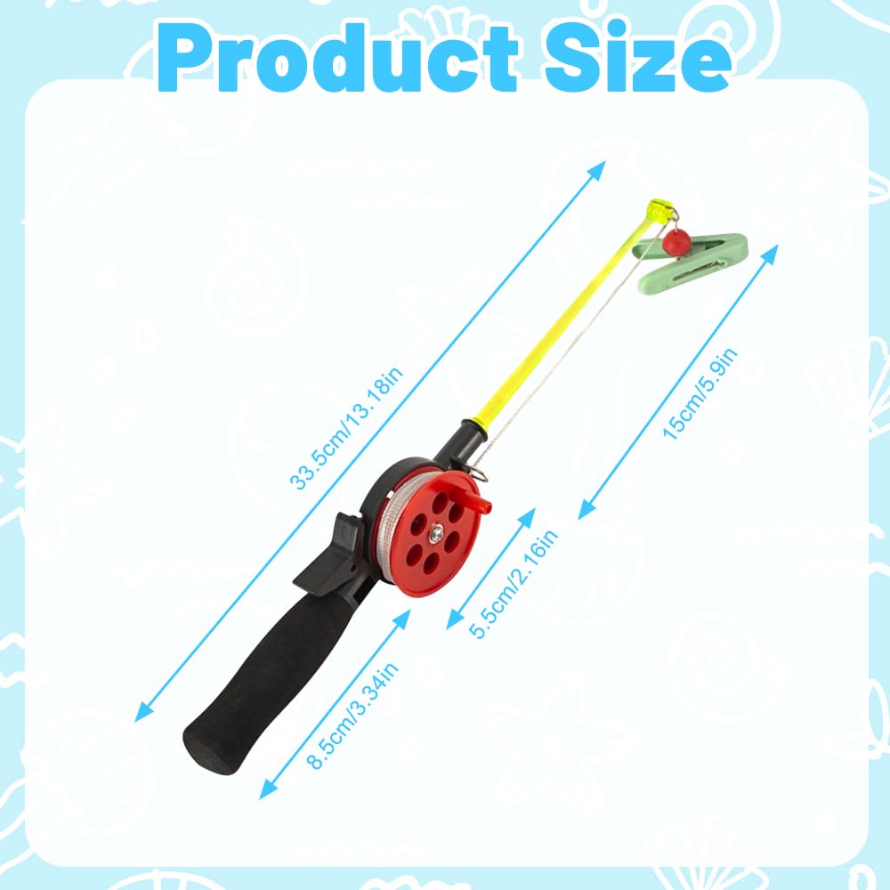 Mineup Wędka dla dzieci, 2 sztuki, wędka krabowa dla dzieci, 34 cm wędka dla dzieci, mini wędka na plażę i wakacje, prezent dla dzieci