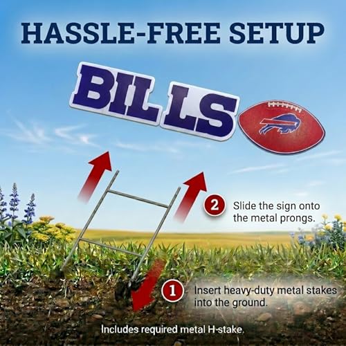 Proformance Home NFL Buffalo Bills Wordmark & Football 3 Pack Yard Sign Set by Proformance Home - Image 4