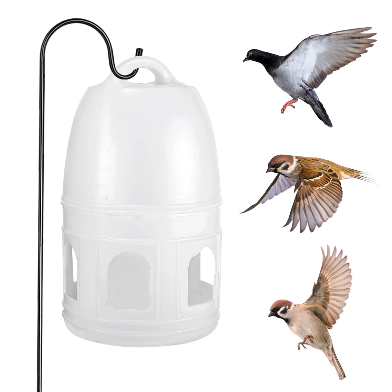 Dispensador de bebedero de plástico para pájaros de POPETPOP para alimentar a las palomas, contenedor de agua para pájaros – Comedero automático dispensador de agua y jaulas para pájaros