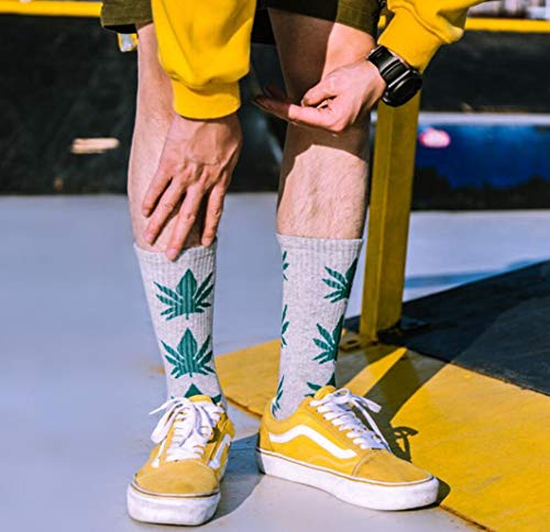 lifevv 5 Pairs Unisex Marijuana Weed Leaf Cotton Athletic Sports Marijuana High Crew Socks3