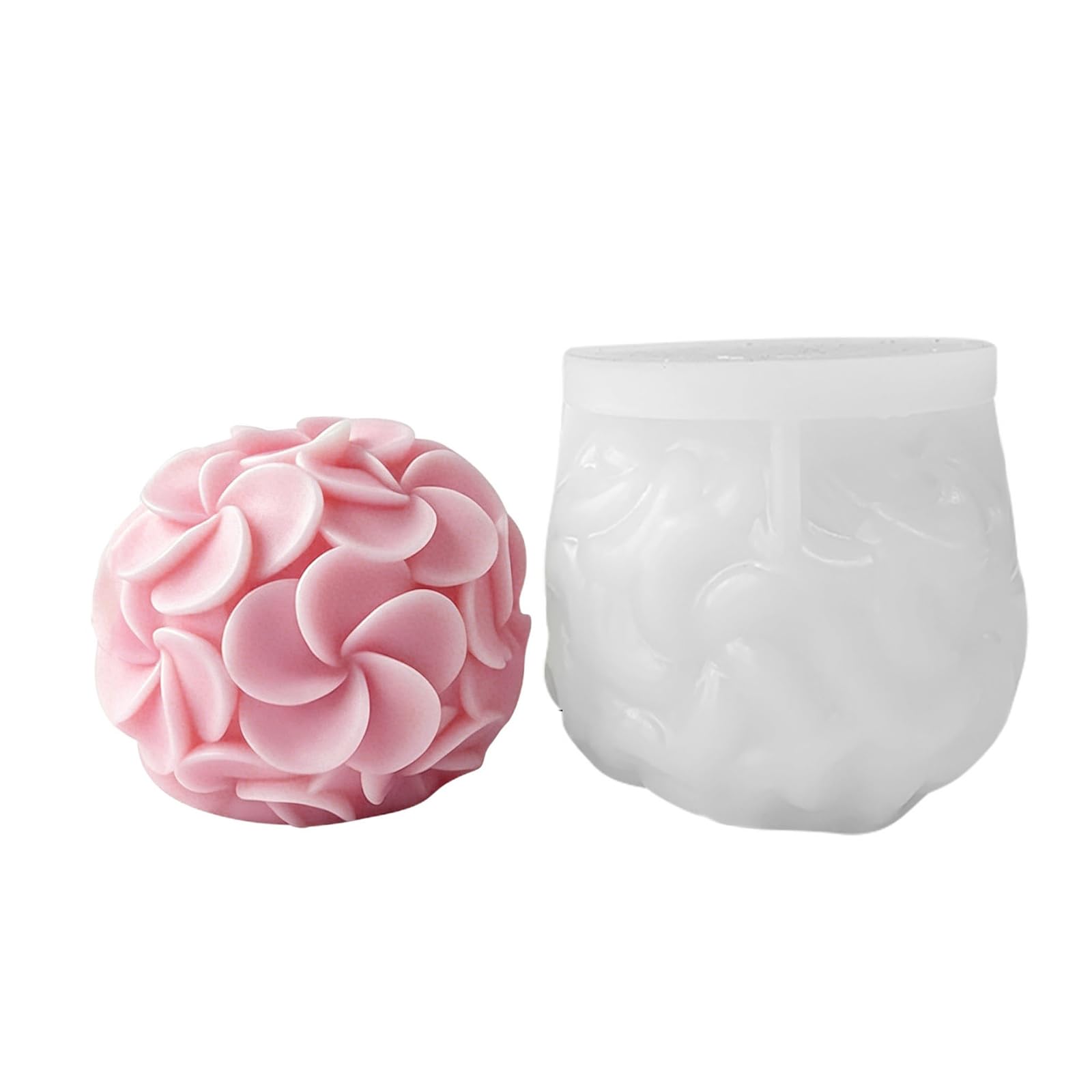 Elnwnnkc Silicone Mold Flower Relief Sphere for Home Making, Decorative Wax, Resin, Soap and Plaster Floral Mold Silicone Wax Sphere Decorative Casting Making Plaster Resin Soap Home