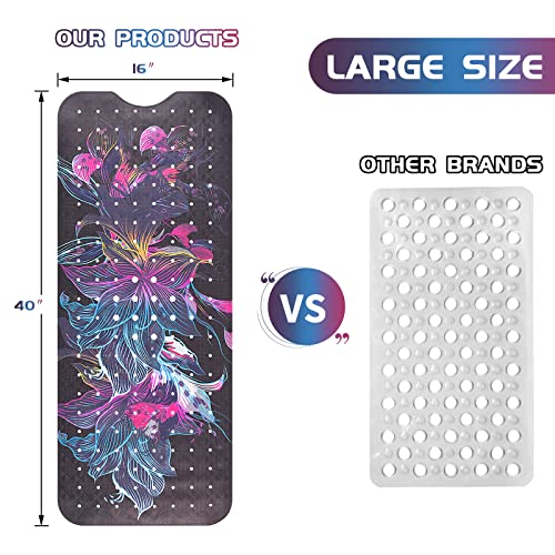 Reetual Modern Bathtub Mat Non Slip For Shower Tub - 40X16 Xl Multi Colored Bath Mats With Unique Decorative Artisan Designs For Adults, Kids, Baby, With 200 Suction Cups For Grip (1 Mat) #TOP2