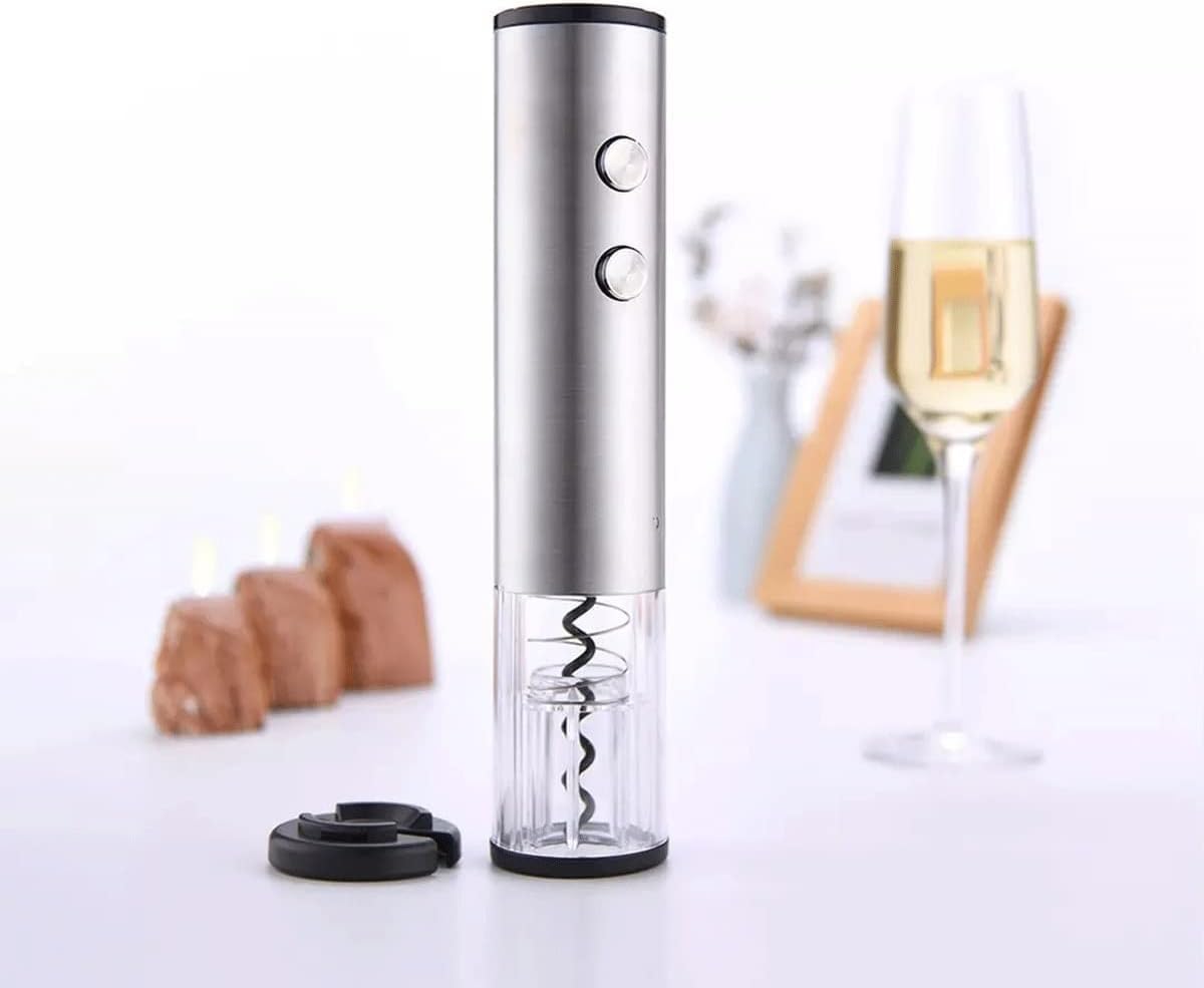 Portable Electric Wine Opener - Battery Powered Wine Bottle Opener with Foil Cutter - Automatic, Cordless - Easily Removes Corks