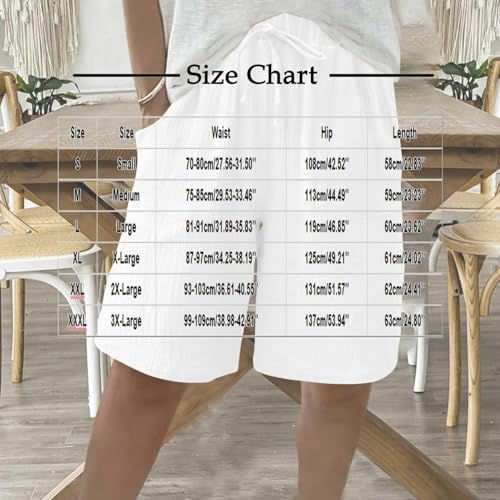Women's Linen Shorts Elastic Waist Drawstring Bermuda Shorts for Women Knee Length3