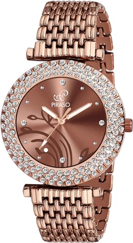 Image of Coffee Zuperia Diamond Studded Analog Watch for Women(DB 309 Coffee BZ)