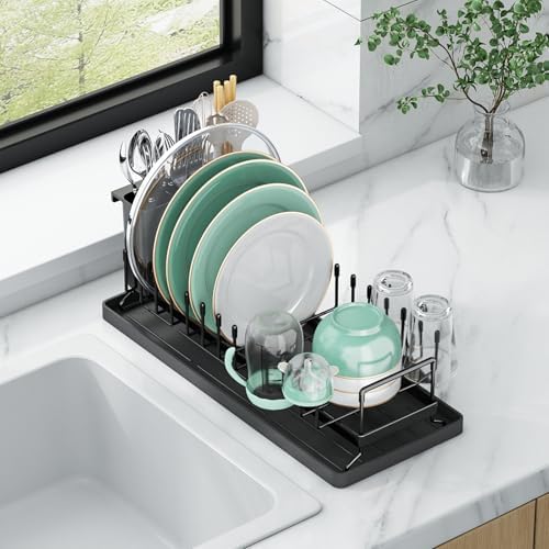 Aufworld Égouttoir à Vaisselle Compact avec Tapis de Séchage Sili...
