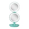 Zadro 4.5 Round LED Compact Mirror 10X/1X Travel Mirror with Lights and Magnification 3 AAA Batteries LED Makeup Mirror (Chocolate)
