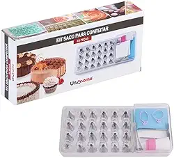 KIT CONFEITEIRO 35 PCS! 24 BICOS, SACOS SILICONE, ESTOJO