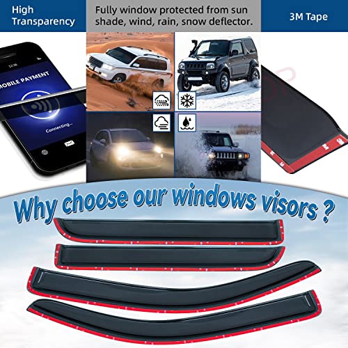 Lqqdp Set Of 4 Front+Rear Smoke Sun/Rain Guard Outside Mount Tape-On Acrylic Window Visors Compatible With 09-14 F-150 Supercrew/Crew Cab With 4 Full Size Doors #TOP1