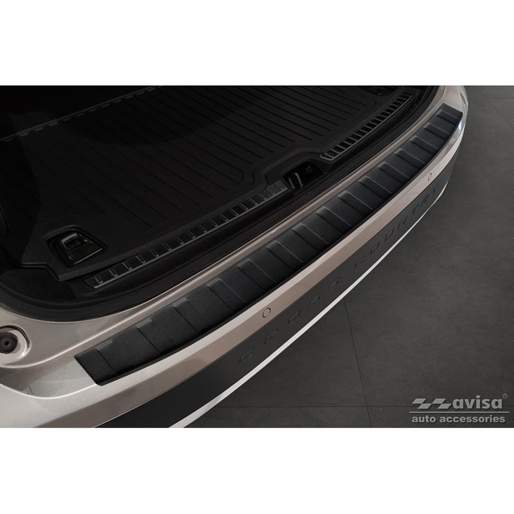 Avisa Matt Black Stainless Steel Rear bumper protector compatible with Volvo V90 9/2016- 'Ribs'