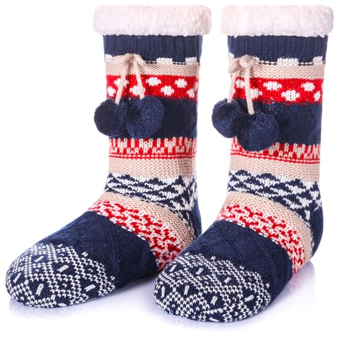 Image of WEVIAS Women Winter Socks Knit Anti-Slip Sweat Warm Cute Cartoon Animals Fuzzy Home Slipper Socks