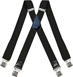 Totalmente adjustable Tirantes Hombre X-Forma Elásticos Ancho 40 mm con clips extra fuerte totalmente adjustable todos los colores (Verde)