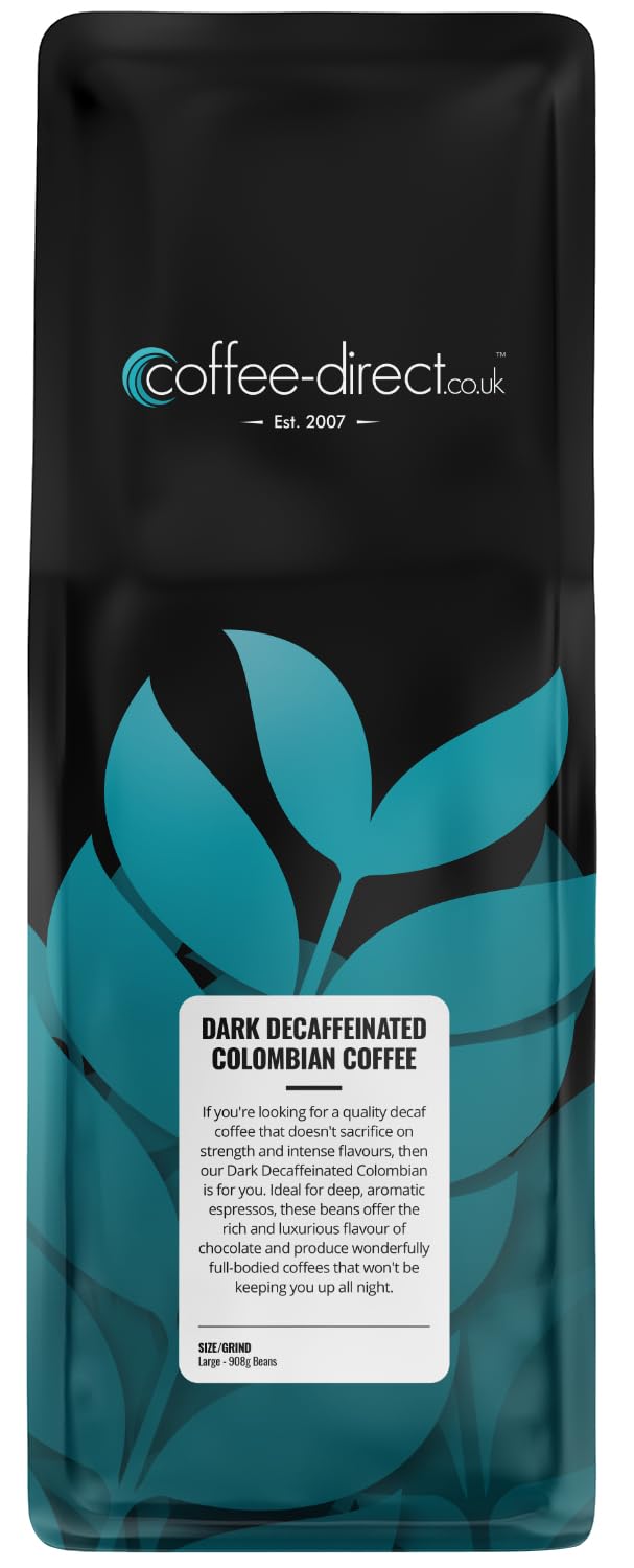 Coffee Direct Dark Decaffeinated Colombian Coffee Beans 908 g