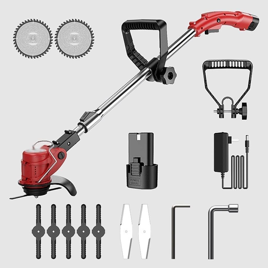 Cortacésped inalámbrico, cortadora de césped eléctrica doméstica pequeña, cortadora de césped multifuncional Yuanlin, varilla retráctil, cargador de batería de litio de 12V