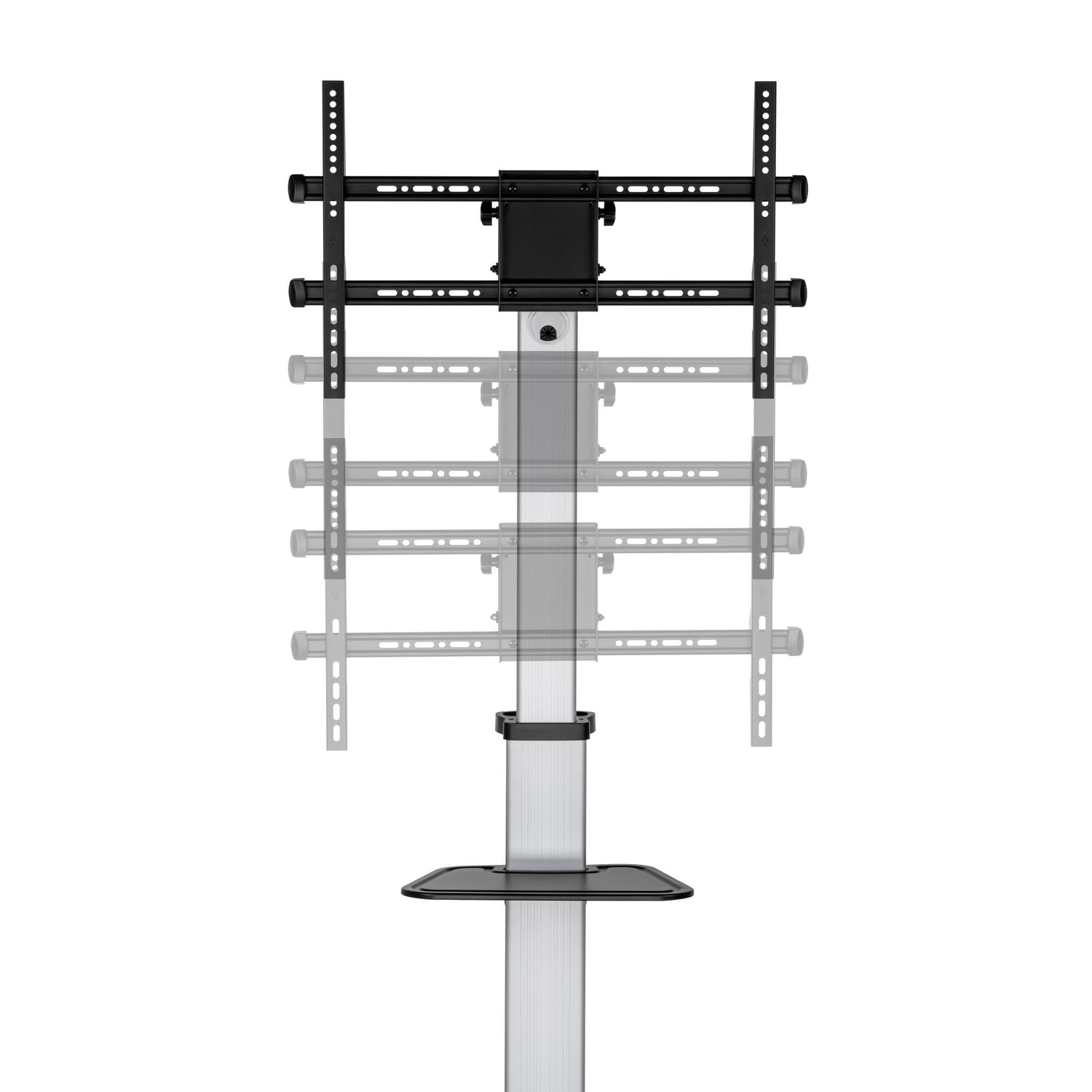 AISENS - FT86TRE-197 - Supporto da pavimento con ruota, vassoio per DVD per monitor/TV 50 kg di 37-86, nero-argento