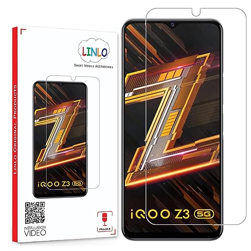 Image of Tempered Glass Screen Protector Compatible for iQoo Z6 5G / iQoo Z3 5G with Full Screen Coverage; Except Edges and Easy Installation Kit(Transparent), Pack of 1