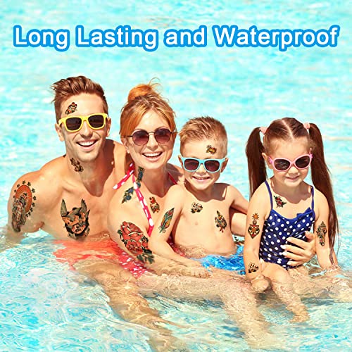 77 sheets Classic Temporary Tattoos Adult, Old School Tattoos Stickers, Sailor Jerry Style Fake Tattoo, American Traditional Flower Rose Arm Temporary Tattoos for Women Men Kids