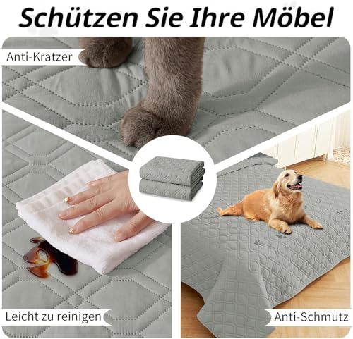 Homaxy Hundedecke Wasserdicht,Hundematte Outdoor Waschbar, Wendedecke Hunde Decke, Weich Katzendecke für Sofa Couch Bett Unterwegs(130x100cm,Grau+Dunkelgrau)