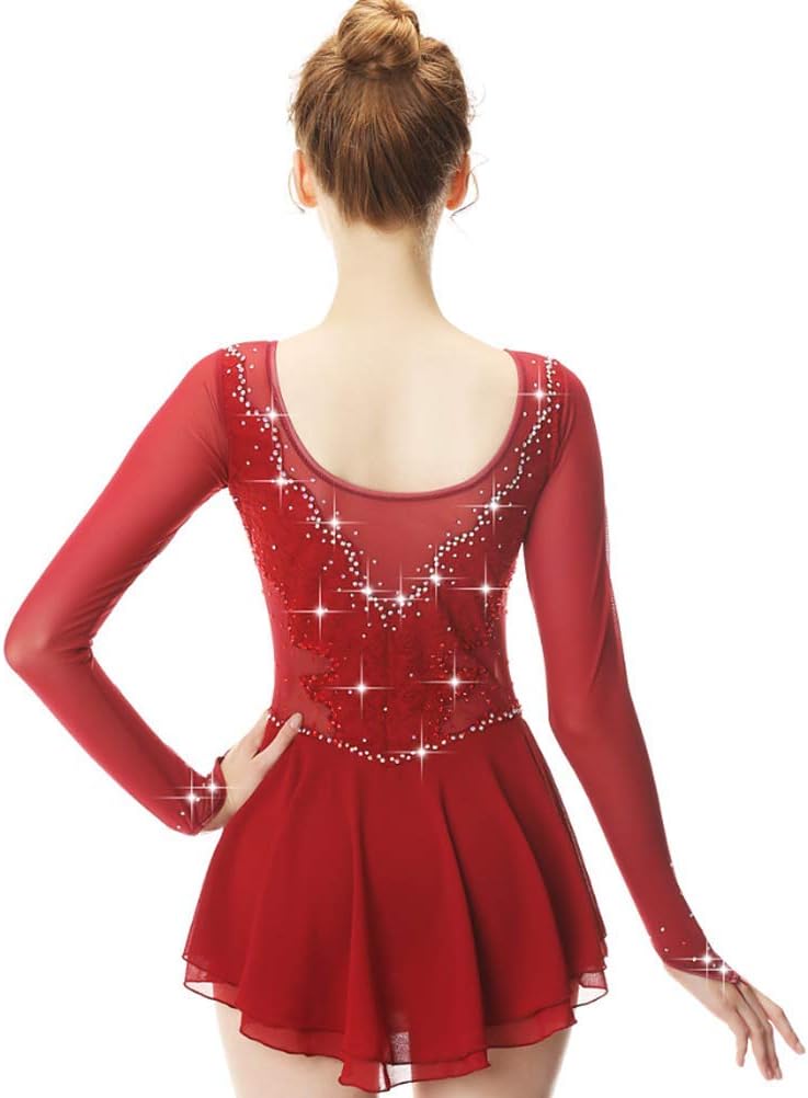 Ice Skating Competition Costume Figure Skating Dress for Ladies Roller Skating Winter Sportswear Elasticity