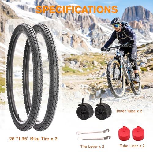 2-Pack Mountain Bike Tires Set, 26×1.95 Inch Folding