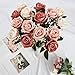 YMDOBIGER 45 Pcs Artificial Roses with Long Stems - Fake Velvet Rose Realistic Faux Real Touch Rose Bulk for DIY Bridal Bouquet Centerpiece Arrangement Home Wedding Party Decor - Dusty Pink Champagne