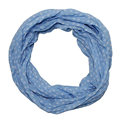 Sciarpa da donna con ancora, in seta Azzurro