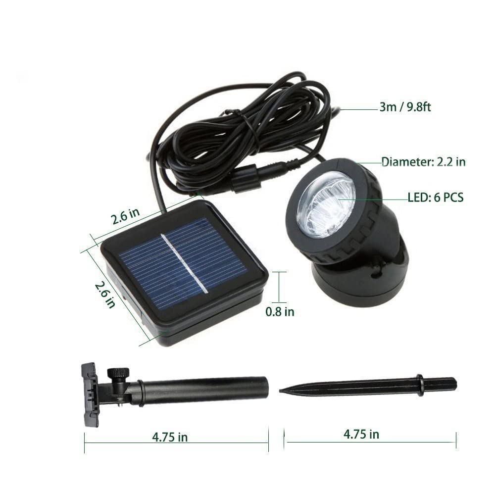 10 sztuk/partia solarne światło basenowe 6 LED reflektor skalny ogród powodziowe światło zanurzeniowe oświetlenie krajobrazu oświetlenie zewnętrzne (5 V, 1 do 3)