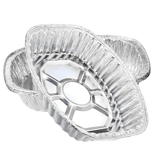 Large Oval Disposable Aluminium Foil Trays for Baking Roasting Broiling Cooking Food Storage & Party Use Premium Quality 46 x 36 x 8 cm Pack of 3 Ideal for BBQs Catering and Meal Prep
