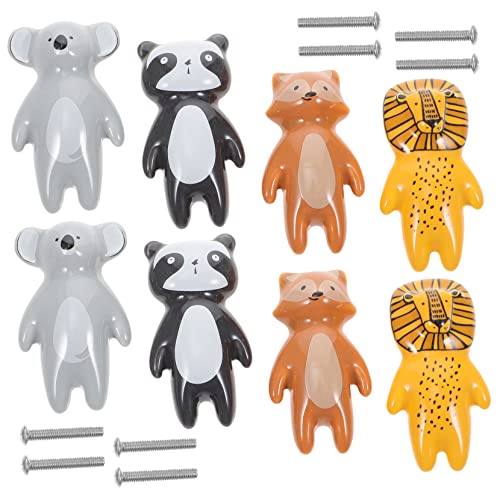TOBBOMEY Cute Animal Shape Knobs for Dresser Cabinet Drawer 8pcs Set Easy Install Pulls