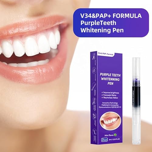 Purple Teeth Whitening Pen 3er Set - Zahnaufhellungsstift für schonendes Zahnbleaching & effektives Aufhellen weißer Zähne