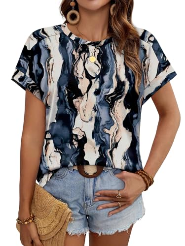 Image of WIHOLL Womens Tops Short Sleeve Shirts Summer Outfits 2026 Spring Dressy Casual Clothes Clothing