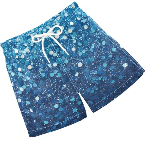 Pigsaly Boys Swim Trunks Bright Ocean Blue Seafoam Gradient Flashing Glitter Boys Board Shorts Swimsuit Swimwear 2T