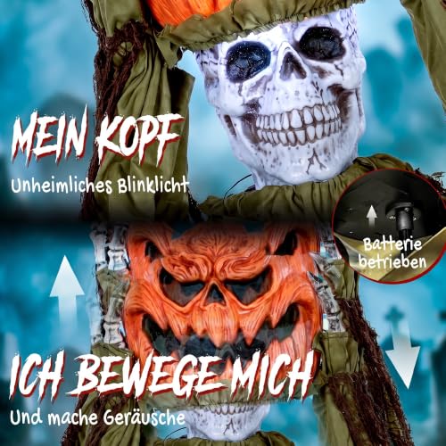 HOMCOM 173 cm Halloween Animierte Pop-up-Kürbis-Skelett Deko mit Licht – Bild 3