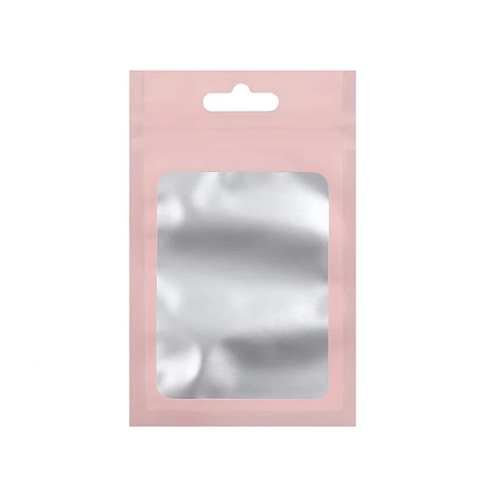 self-sealing bag, Aluminum Foil Flat Lock Bags Pack of 100 with Zip Window Multicolor Multiple Sizes(Pink,7X10CM OTHER)