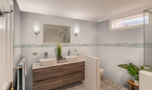 Concord Wallcoverings Abstract Wallpaper Border Featuring Leaves And Flowers Design, Colors Gray Blue, Size 5.25 Inches By 15 Feet Ft75803 #TOP2