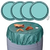 4 Pcs Green Mesh Cover for Rain Barrel, Rain Water Collection Barrel Net Cover with Elastic Drawstri