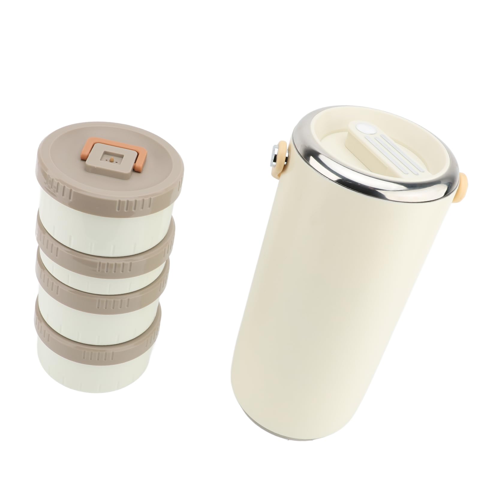 CHICIRIS Tarro de Comida con Aislamiento Al Vacío, Recipiente para Almuerzo Frío y Caliente a Prueba de Fugas de Boca Ancha de Acero Inoxidable de 3,4 L con Aislamiento Al Vacío de Doble (WHITE)