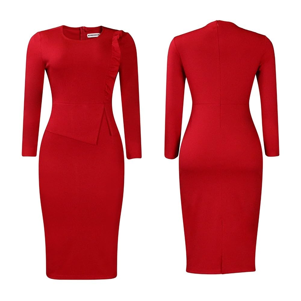 knee length dresses for ladies Red Carlota Peplum Blouse