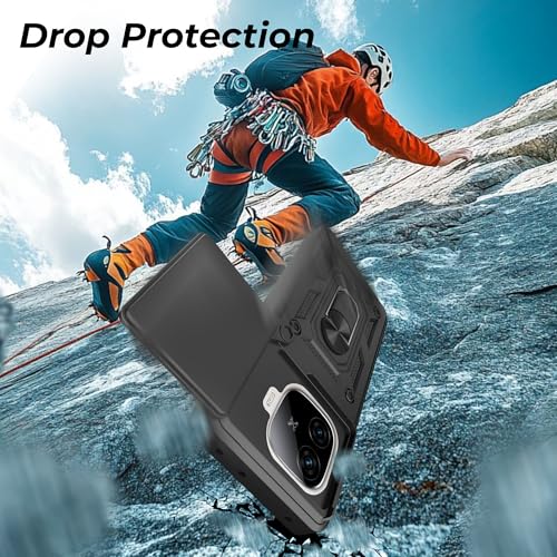 Image of A rtistque Armor Bumper Back Case Cover for iQOO Neo 10R 5G | Stylish Ring Holder & Inbuilt Stand | Sliding Camera Cover | Shockproof TPU Protective Design | iQOO Neo 10r Back Cover - Black