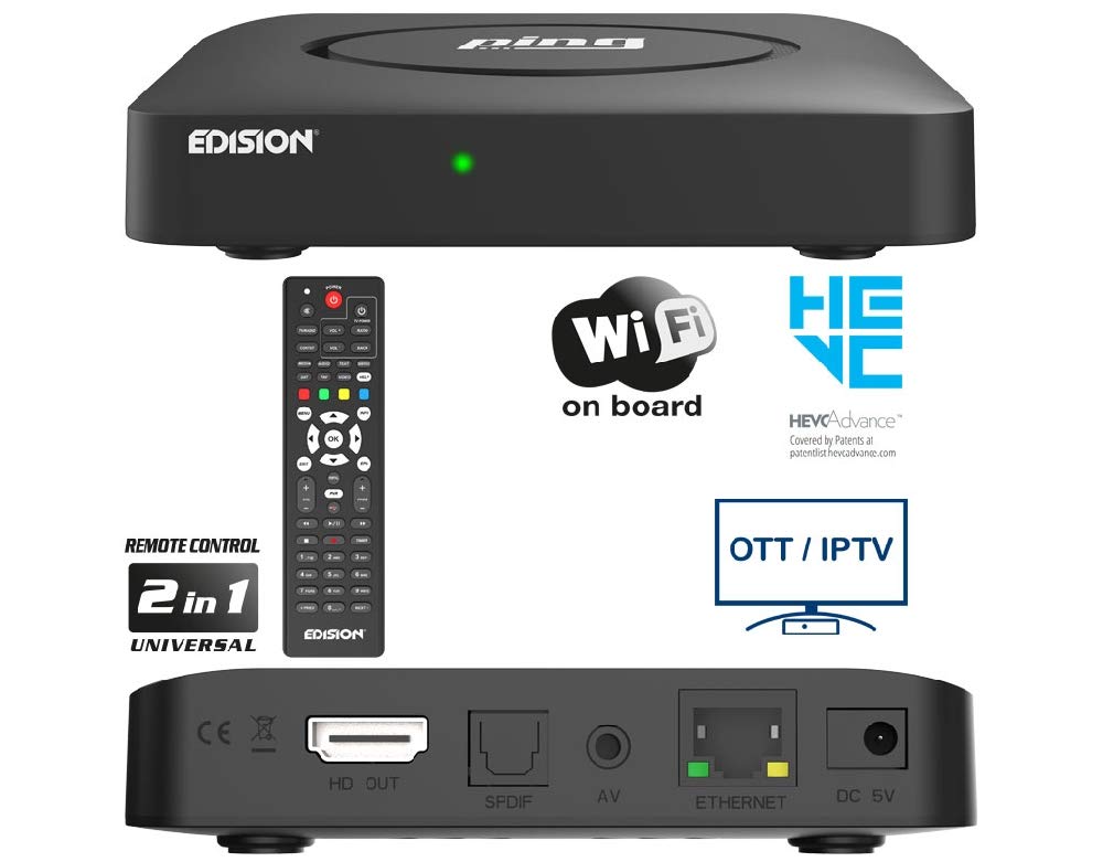 Buy EDISION PING, OTT LINUX RECEIVER H265/HEVC black, Stalker, Xtream, TV, Media Player, WiFi
