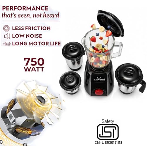 Image of Amazing 4 Jars (1 Transparent Jar+ 3 Stainless Steel Jar) 750 W Juicer Mixer Grinder (4 Jars | Black, Red)
