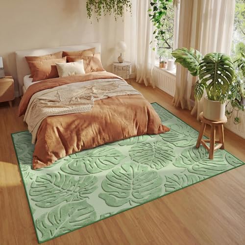 Tapete decorativo verde Arenarug 5x7 de felpa alta y baja miniatura 2