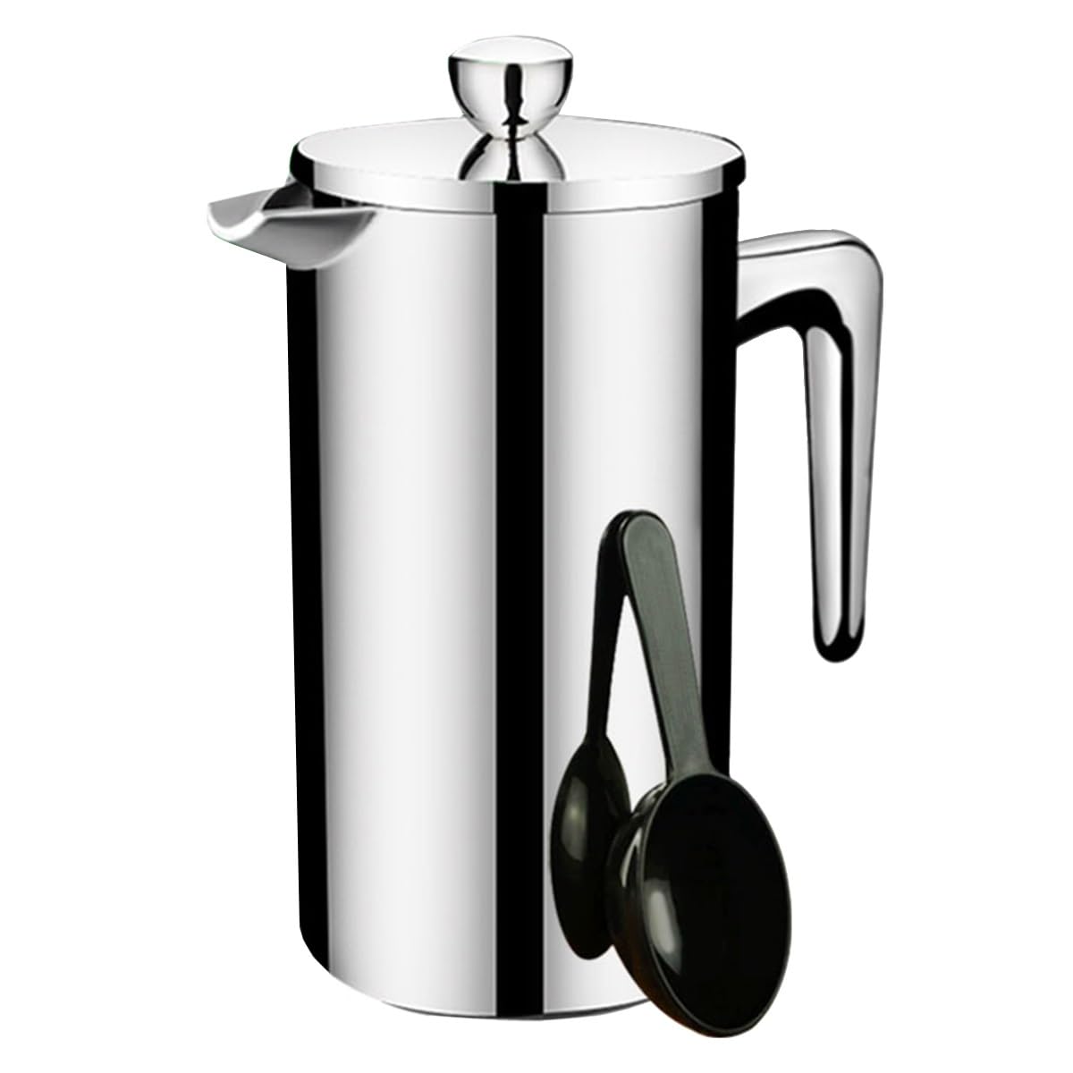 Ekspres Do Kawy Typu French Press Z 3-warstwowym Systemem Filtrów, Dzbanek Do Parzenia Kawy Z Podwójnymi Ściankami Ze Stali Nierdzewnej, 1 Łyżeczką Do Kawy(/Silver B,700ml)