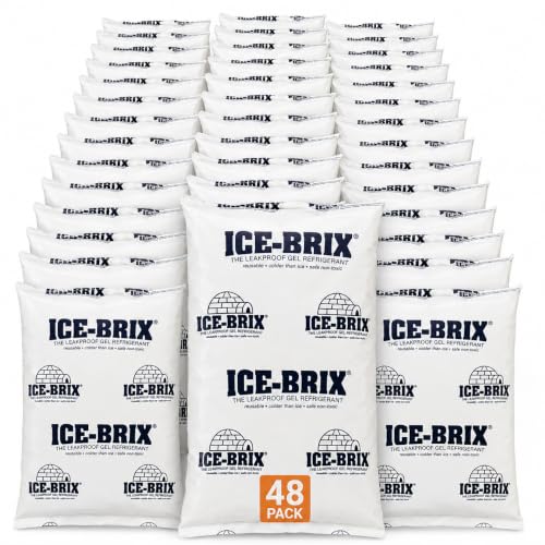 Image of ICE-BRIX Reusable Gel Ice Packs for Shipping, 5.5 x 4 x 0.75 in, 6 oz White (48 Pack) - Small Cold Packs for GLP-1 Medication Shipping, Lunch Bags, Small Mailers & Perishables