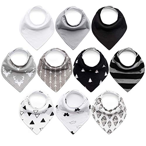 Image of upsimples 10-Pack Baby Bandana Bibs Baby Boys Bibs for Drooling and Teething, Super Absorbent Bibs