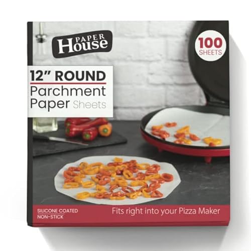 Party Bargains 30,5 cm rundes Pergamentpapier - 200 Blatt Pergamentpapier, rund, vorgeschnittenes, silikonbeschichtetes Backpapier, perfekt für Luftfritteusen, Backen, Braten, Kuchen und Pizzen Cover