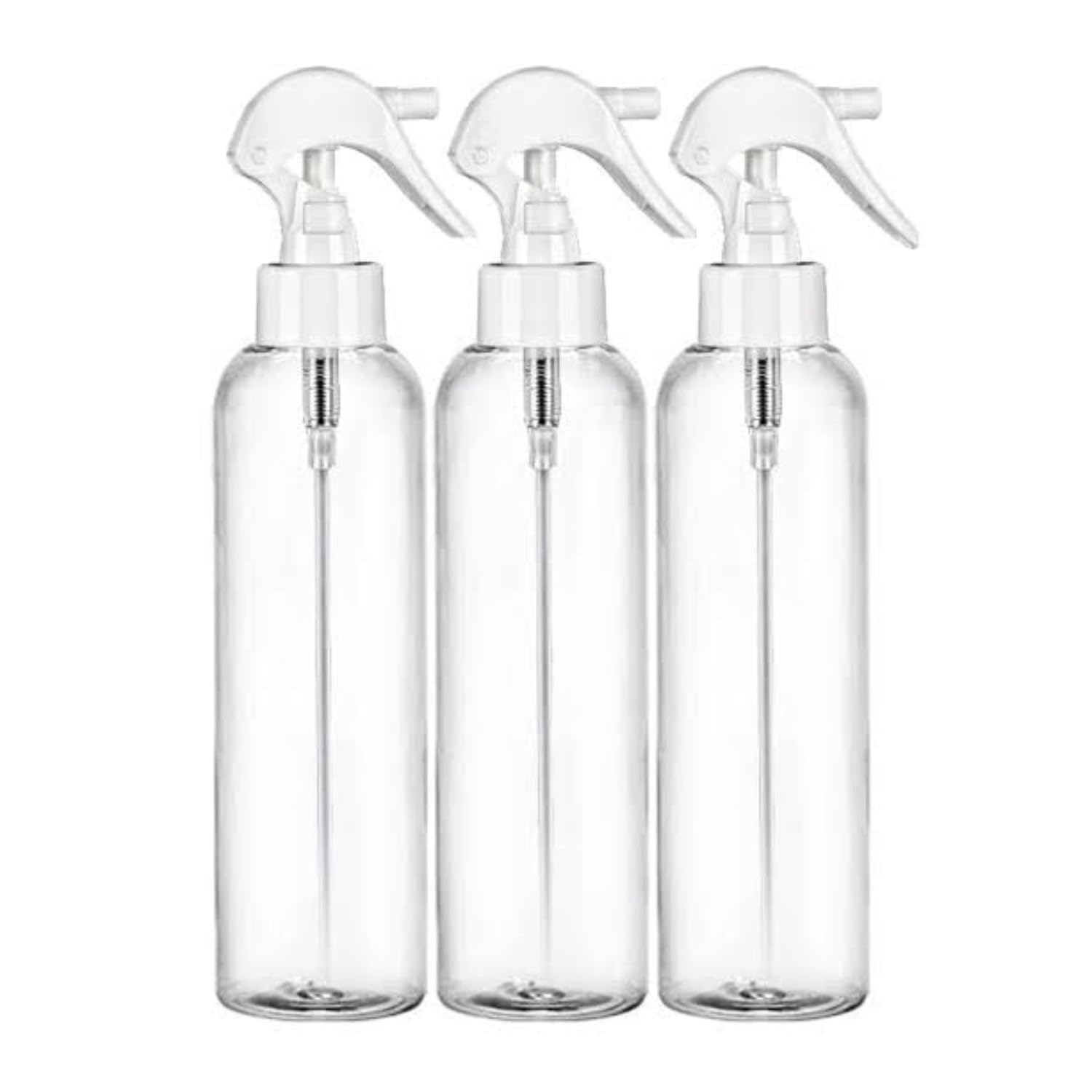 empty plastic 250 ml bottle transparent refillable fine mist trigger spray pump bottle multipurpose set of 3 bottles-image-34
