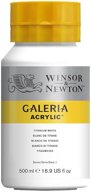 Winsor & Newton 2150644 Galeria farba akrylowa, wysoka pigmentacja, światłotrwała, konsystencja masła, 500ml butelka - Titanium White